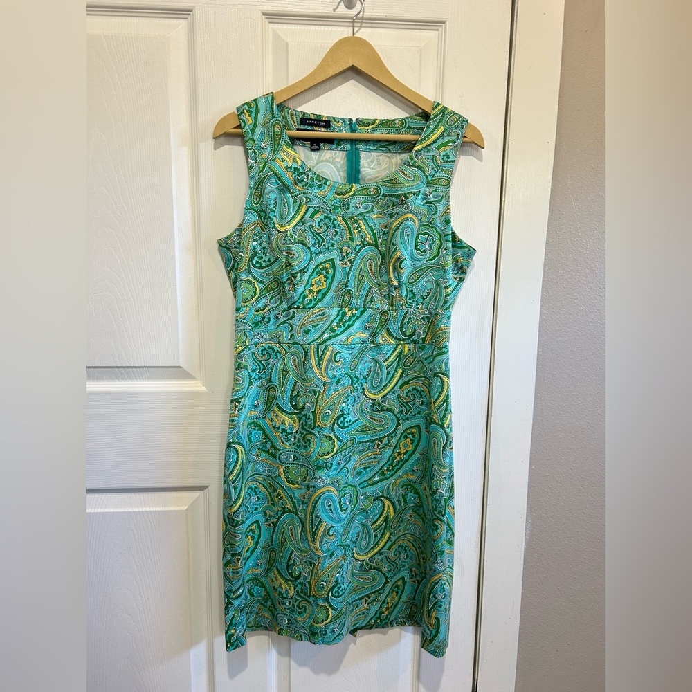 EUC Jones New York Vibrant Green Paisley Midi Dress